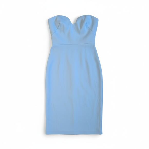 Monique Lhuillier Powder Blue Strapless Midi Dress - Picture 2 of 9